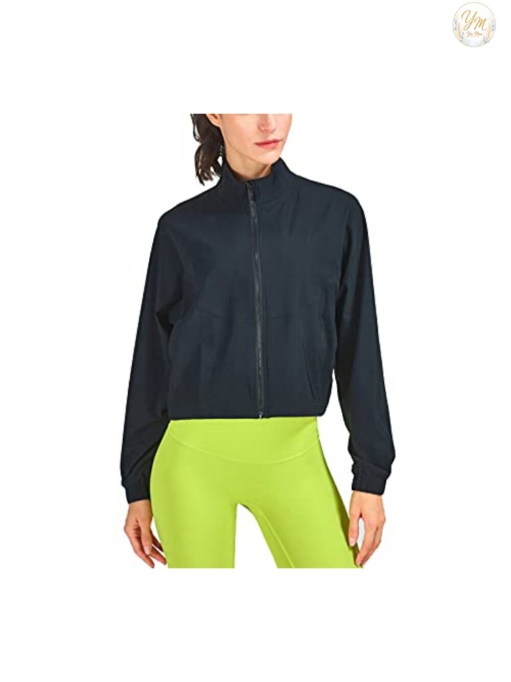 Women's UPF 50+ Athletic Running Zip Up Cropped Jacket Nylon Spandex